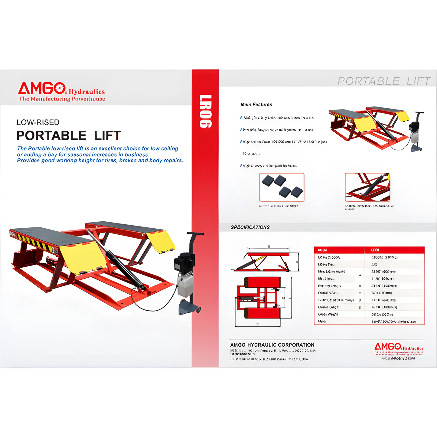 AMGO LR06 Portable Low-Rise Lift