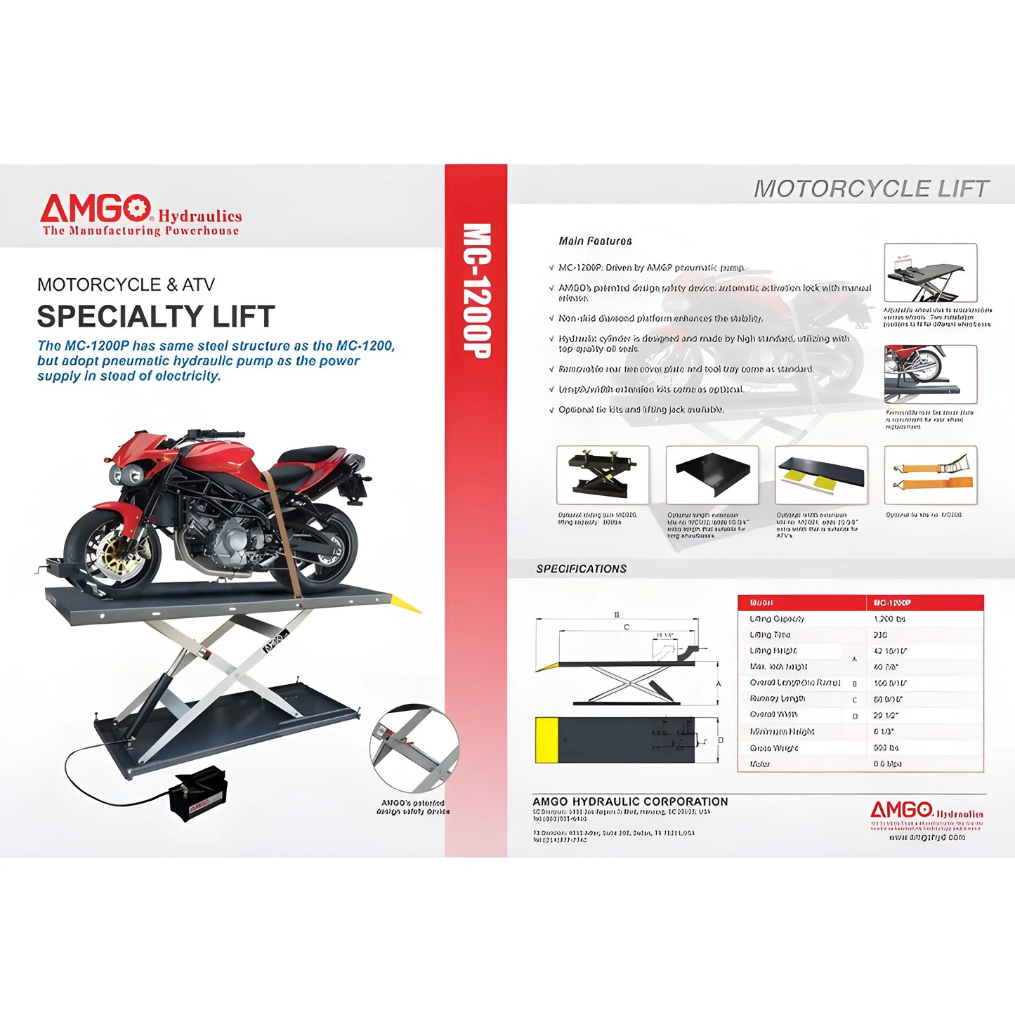 AMGO MC-1200P Motorcycle & ATV Lift