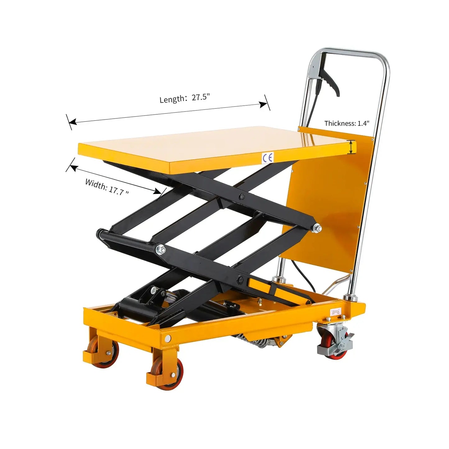 Measurements of Apollolift Double Scissor Lift Table when in tacked