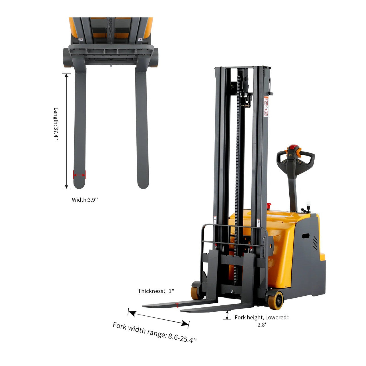 Apollolift Electric Straddle Stacker 98" forklifts measurement