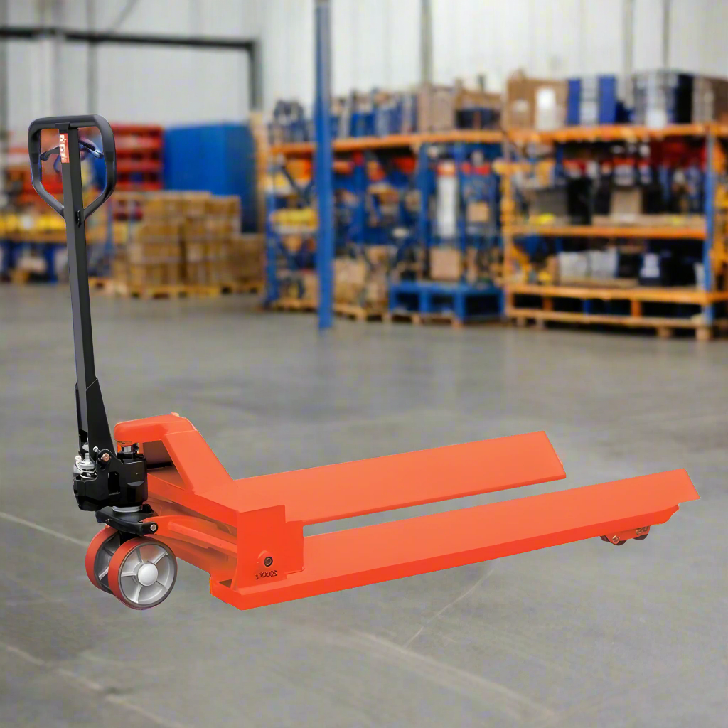 Manual Roll Pallet Jack in a warehouse