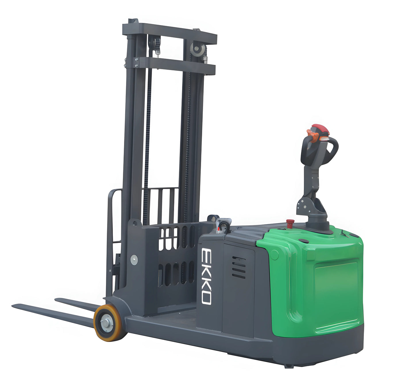 EKKO EK14S-130LI electric pallet stacker with green and black design for warehouse lifting