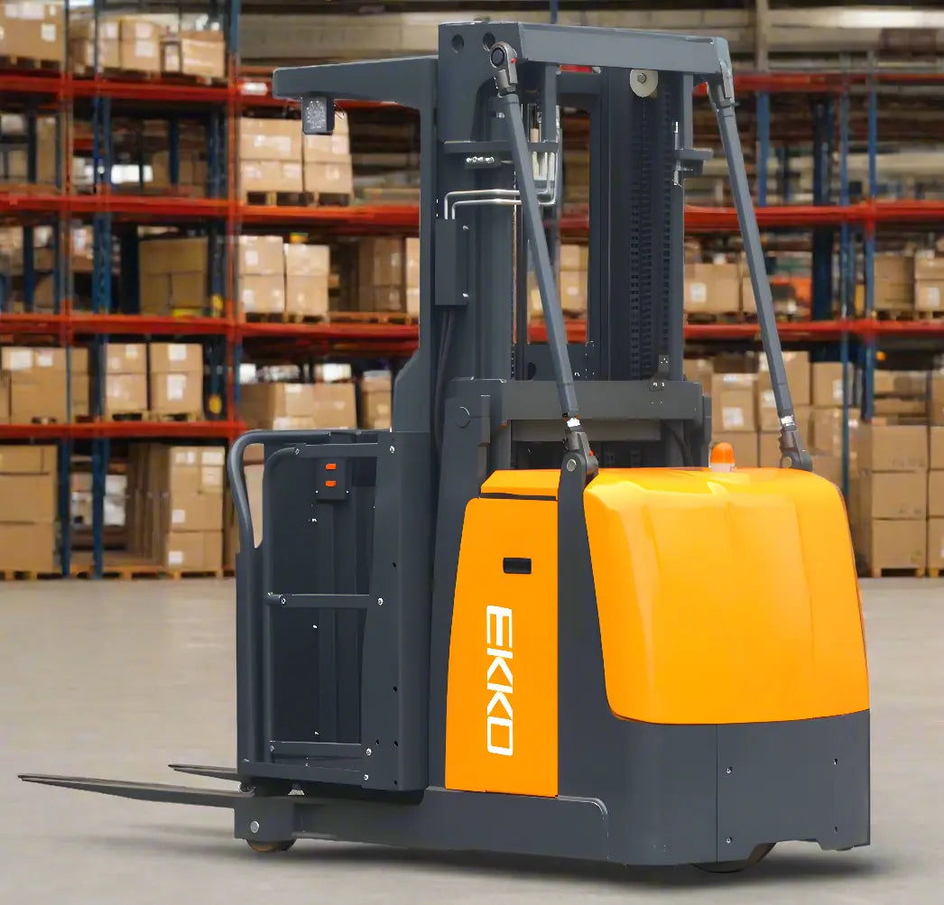 EKKO EOP70 electric forklift with yellow and gray body used for warehouse material handling