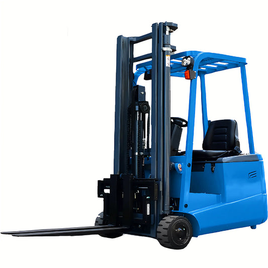 EOSLift blue Electric Forklift with black seat and extended forks for heavy lifting