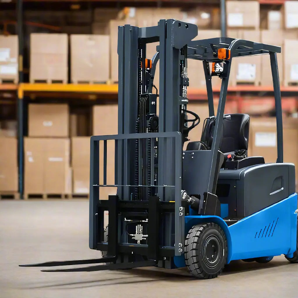 EOSLift Electric Forklift in blue and black for warehouse material handling with safety features