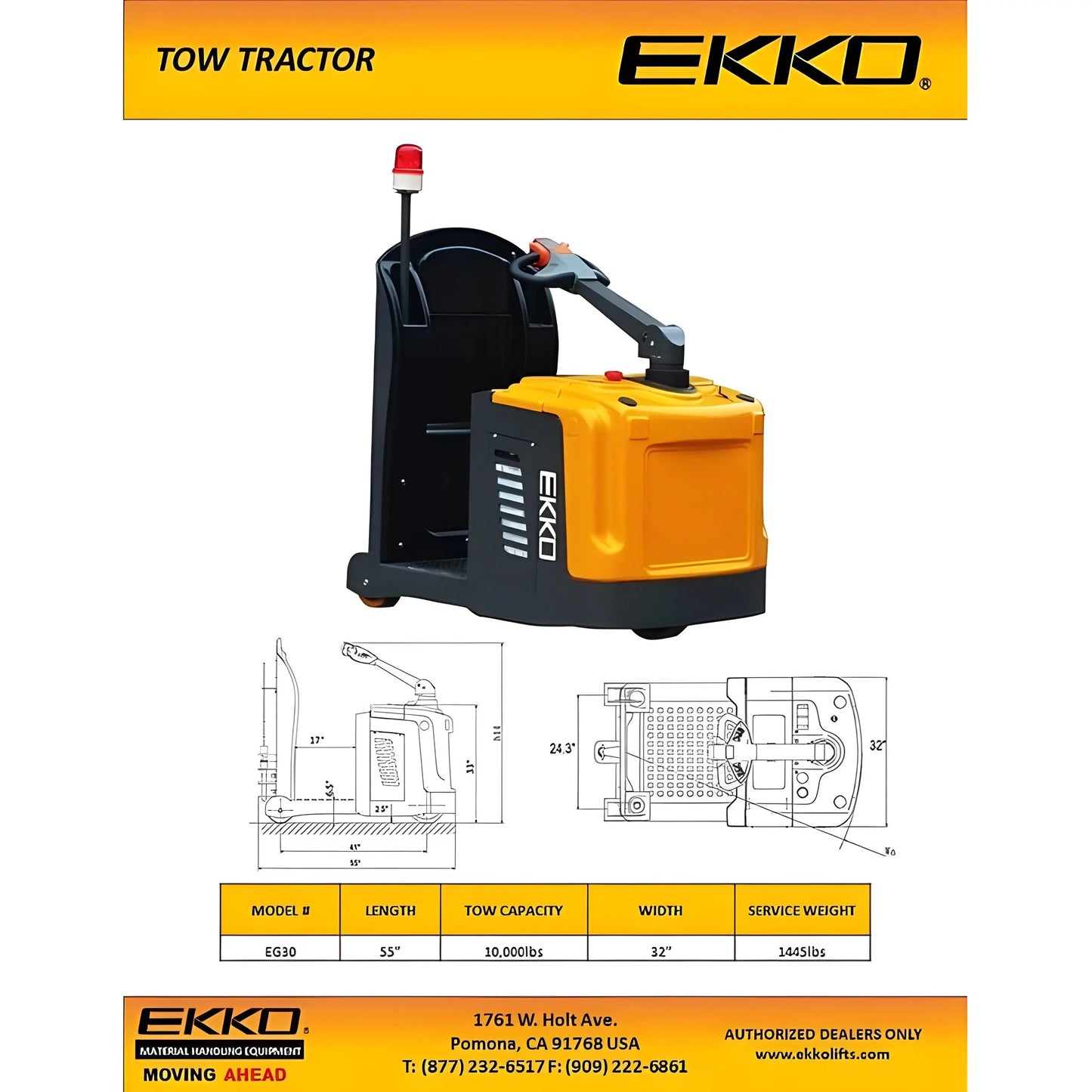 EKKO EG30 Tow Tractor 10,000lbs. Tow Capacity