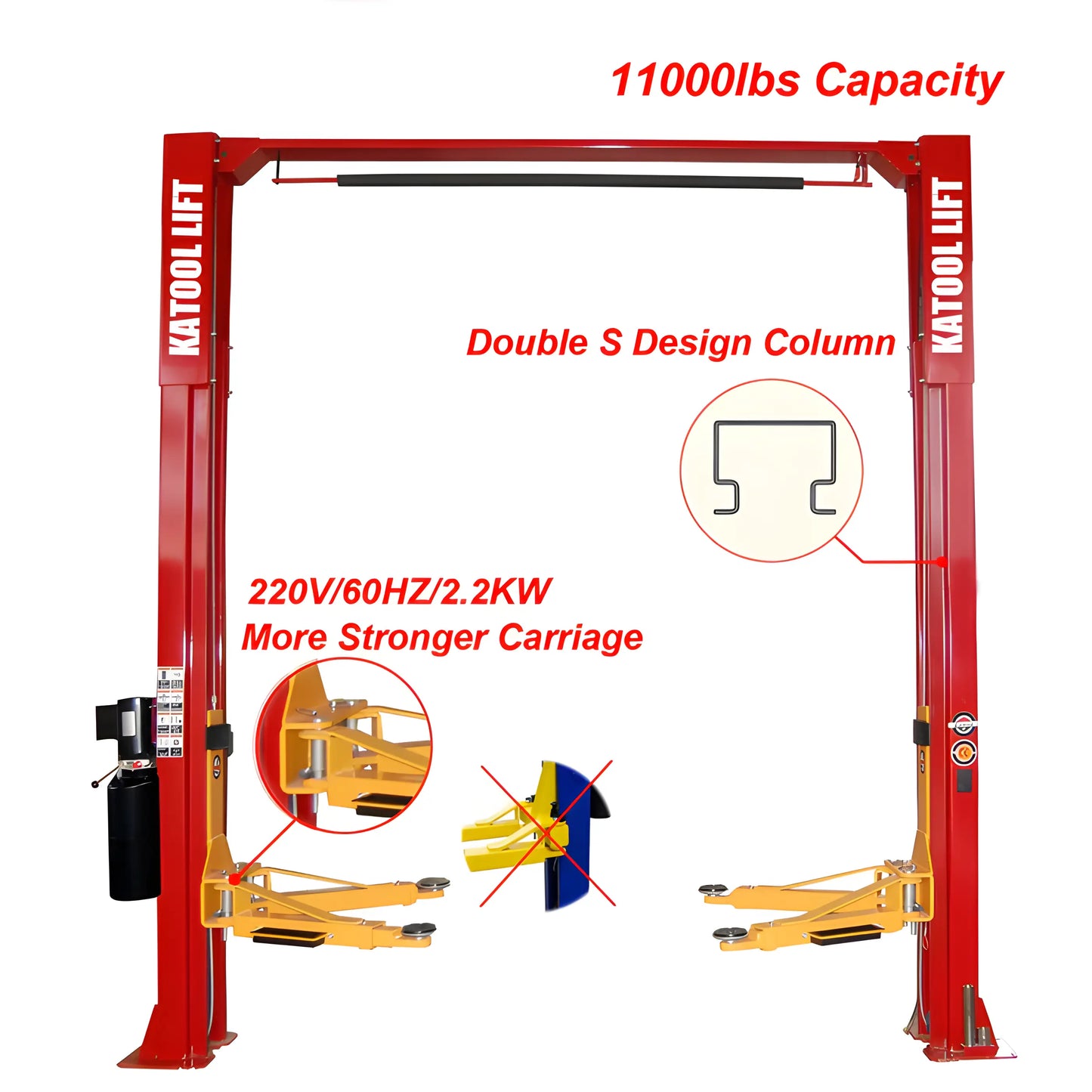 Vehicle Lift | Two Post | 11,000 lbs | Katool M110