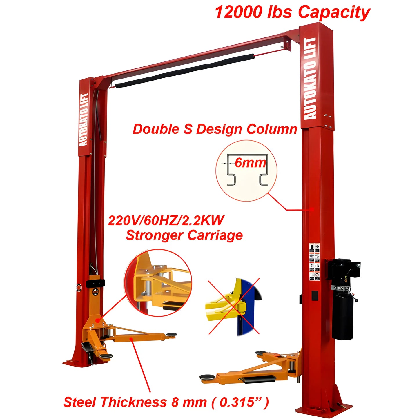 Vehicle Lift | Two Post | 12,000 lbs | Katool M120