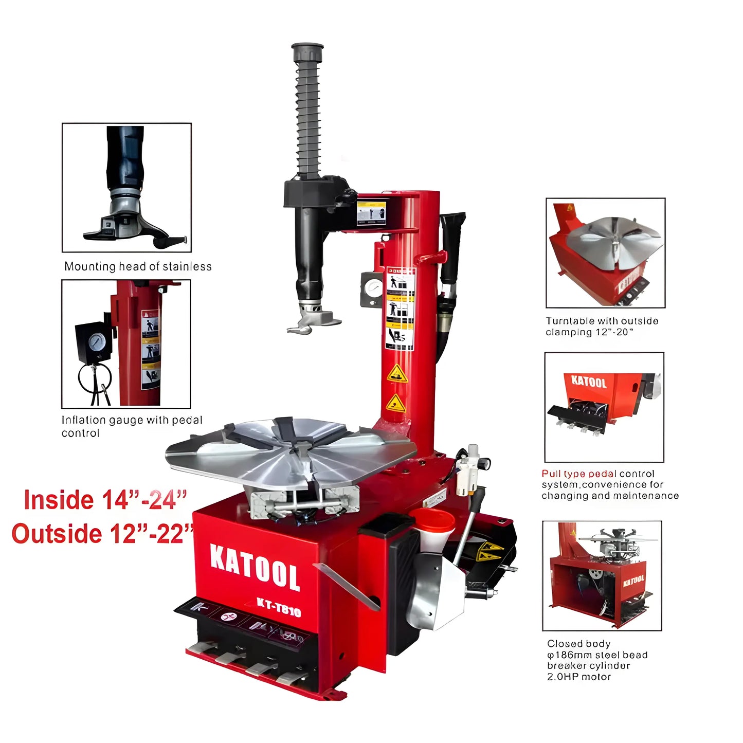 Katool KT-T810 | 2HP Tire Changer Wheel Clamp - Vovlift