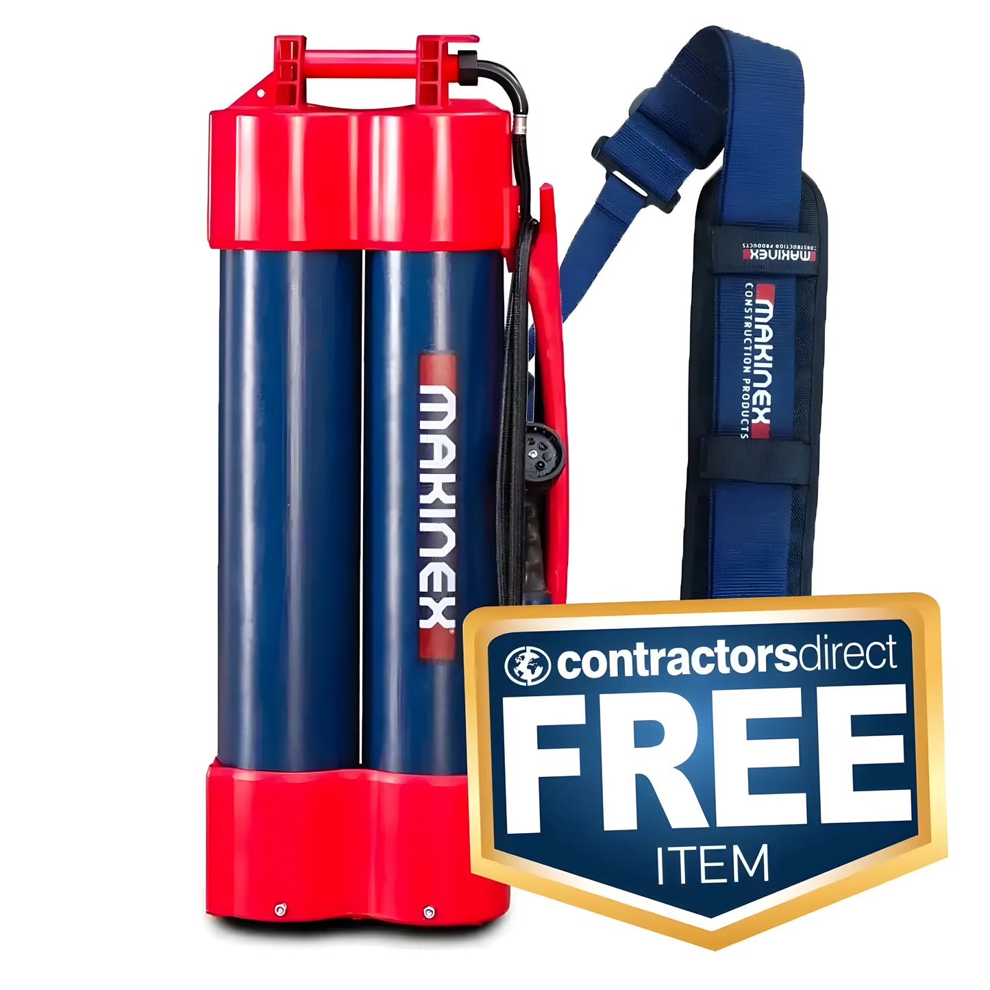 Makinex H2G-14Kit portable gas cylinder with blue carrying strap and free item promotion