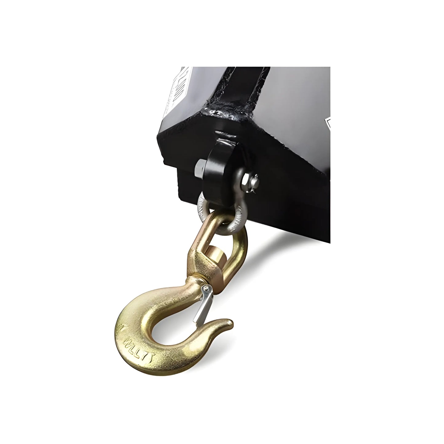 Close-up of Star Industries 1303 heavy-duty metal hook attached to a black steel component