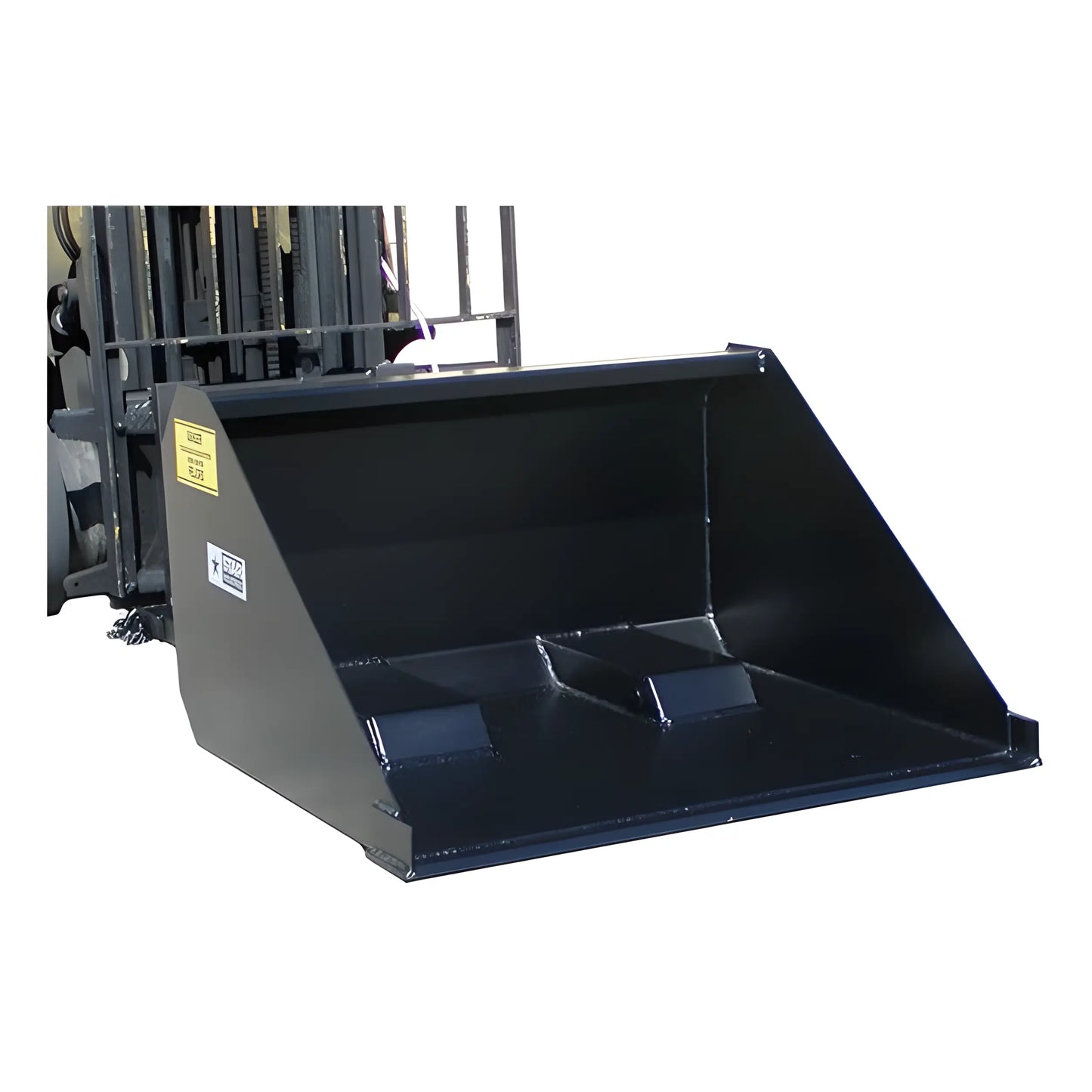Star Industries 1408B heavy-duty black steel forklift bucket attachment for material handling