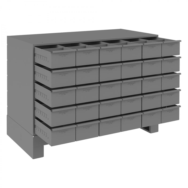 Durham 30 Drawers, 17-3/4" Deep, Steel Construction, For Small Part Storage, Gray