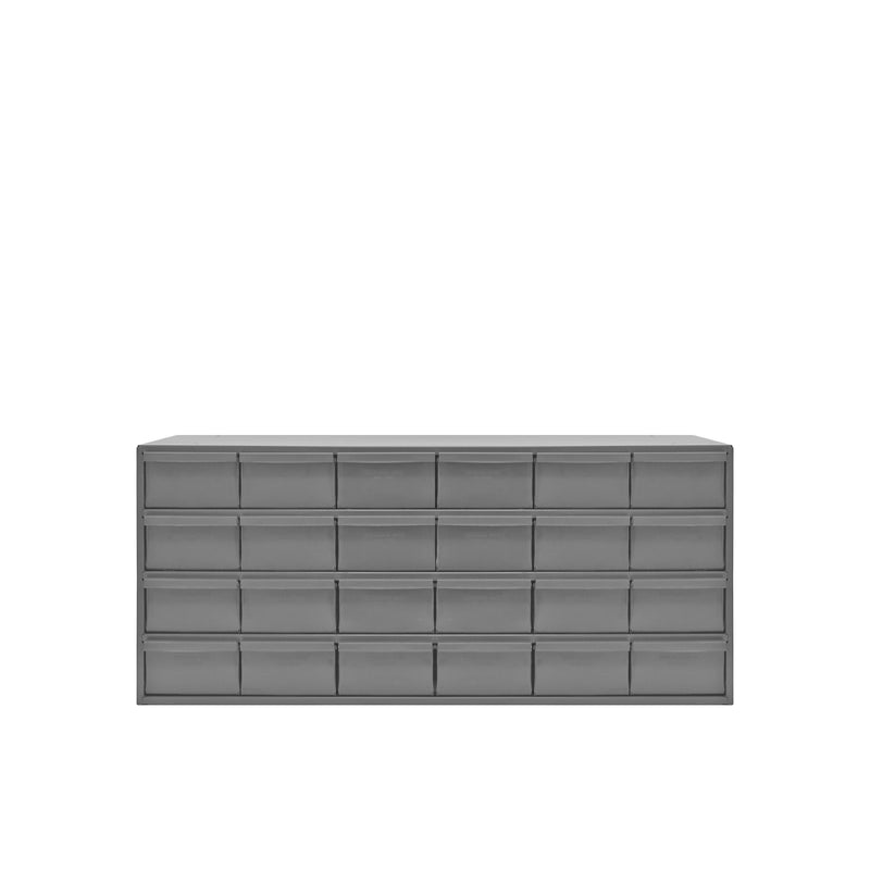 Durham 24 Drawers, 17-1/4" Deep, Steel Construction, For Small Part Storage, Gray
