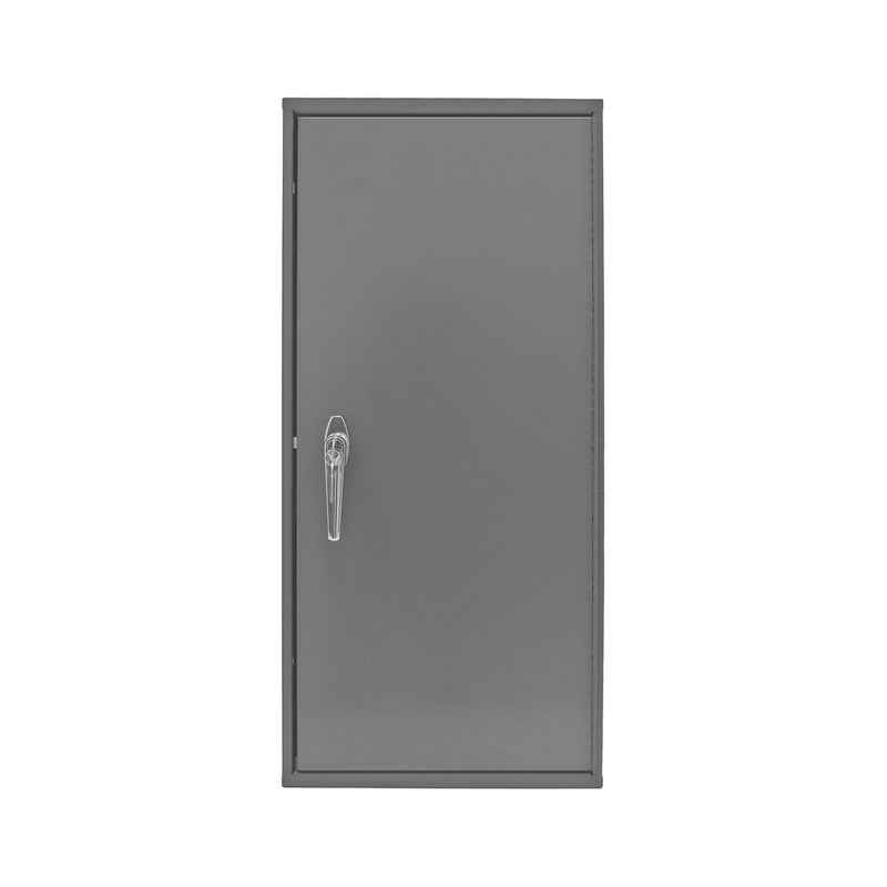 Durham Utility Cabinet, steel, 3 shelves, built in lock attachment, wall mountable, gray