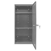 Durham Utility Cabinet, steel, 3 shelves, built in lock attachment, wall mountable, gray