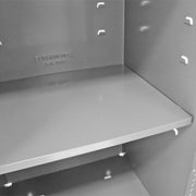 Durham Utility Cabinet, steel, 3 shelves, built in lock attachment, wall mountable, gray