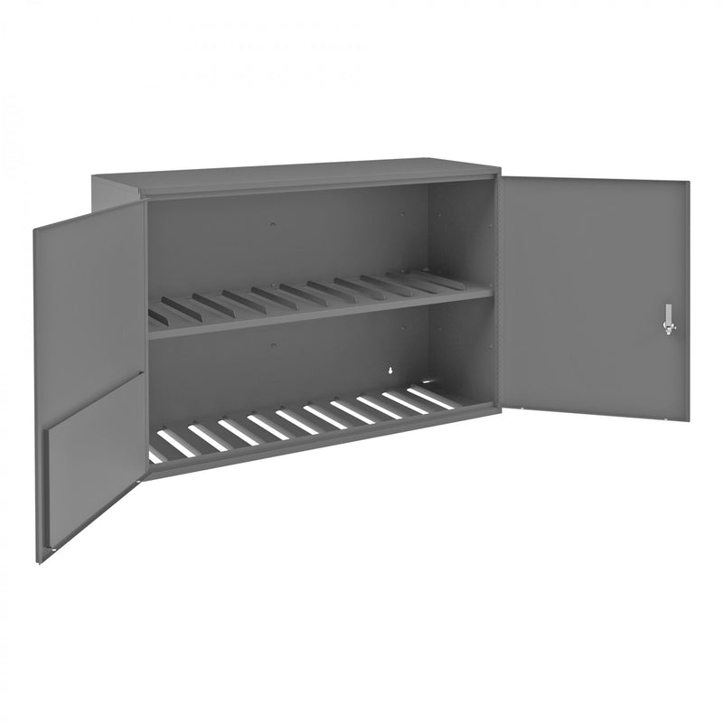Durham Wall Mounted Aerosol Storage Cabinet, 20 Gauge, 2 Shelves, 2 Doors, 2 Pockets On Doors