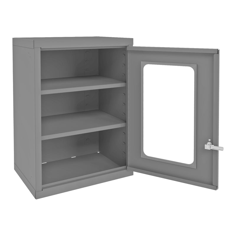 Durham Wall Mountable Storage Cabinet, 2 Shelves, Clearview doors, 18 x 13-11/16 x 27