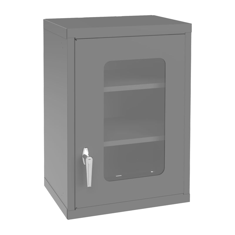 Durham Wall Mountable Storage Cabinet, 2 Shelves, Clearview doors, 18 x 13-11/16 x 27