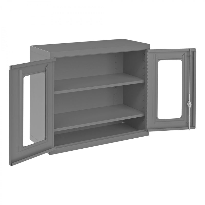 Durham Wall Mountable Storage Cabinet, 2 Shelves, Clearview doors, 29-7/8 x 13-11/16 x 27