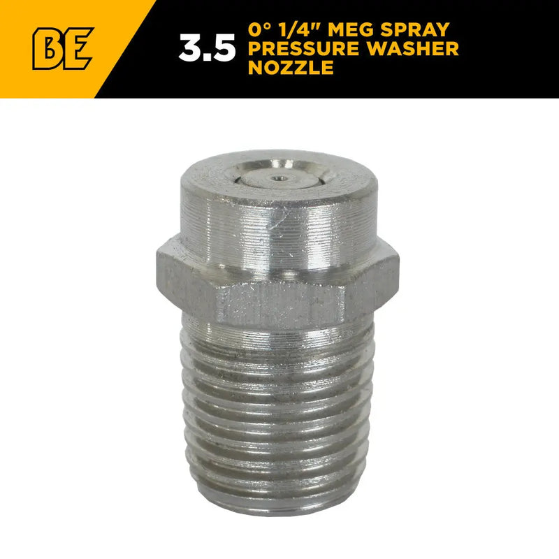 0° 1/4" MEG Spray Pressure Washer Nozzle - 3.5 Orifice BE Power Equipment
