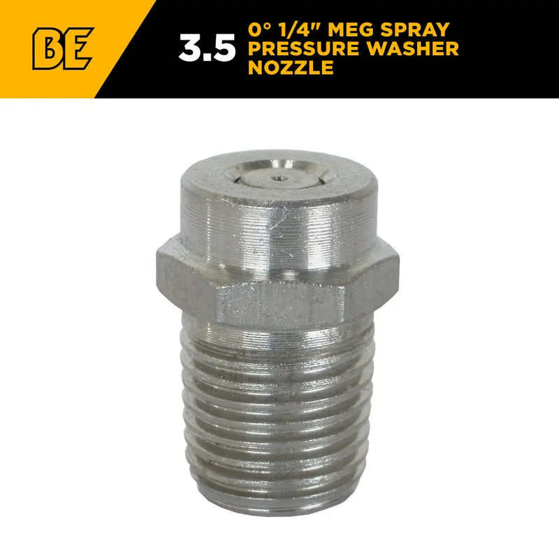 0° 1/4" MEG Spray Pressure Washer Nozzle - 4.0 Orifice BE Power Equipment