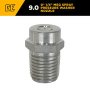 0° 1/4" MEG Spray Pressure Washer Nozzle - 9.0 Orifice BE Power Equipment
