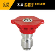 0° Quick Connect Spray Pressure Washer Red Nozzle - 3.0 Orifice BE Power Equipment