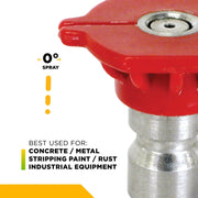 0° Quick Connect Spray Pressure Washer Red Nozzle - 3.5 Orifice BE Power Equipment