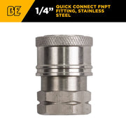 1/4" FNPT 6,000PSI Quick Connect Stainless Steel Coupler BE Power Equipment