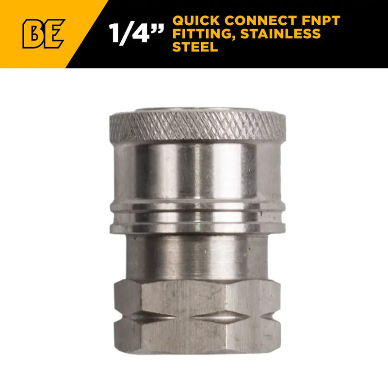 1/4" FNPT 6,000PSI Quick Connect Stainless Steel Coupler BE Power Equipment