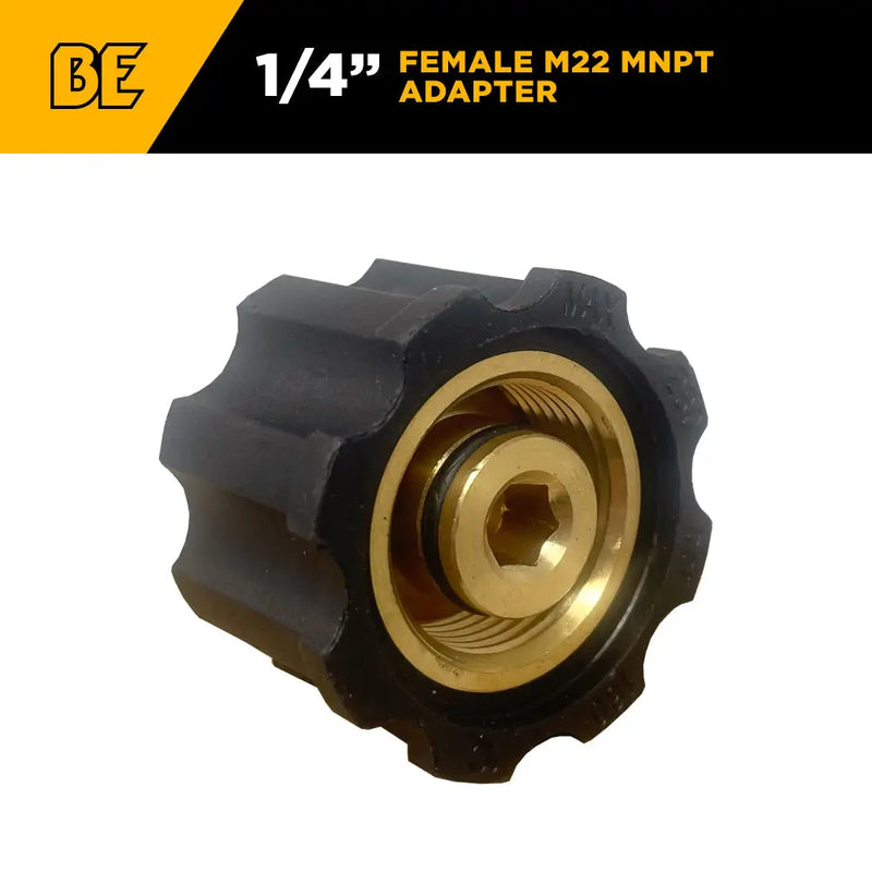 1/4" Female M22 MNPT Adapter Fitting - Retail Ready Packaging BE Power Equipment
