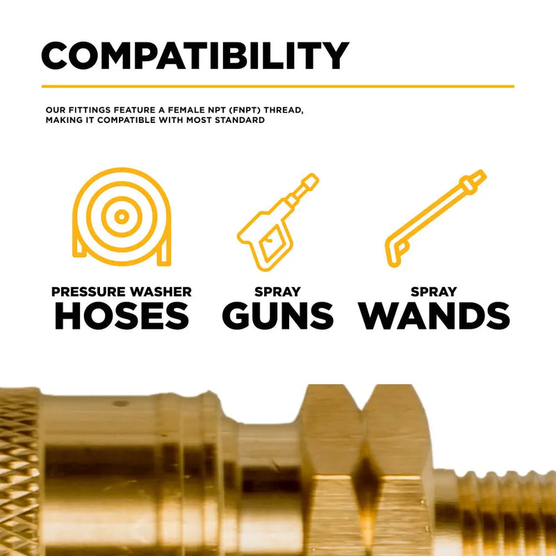 1/4" MNPT 4,000PSI Quick Connect Brass Coupler BE Power Equipment