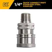 1/4" MNPT 6,000PSI Quick Connect Stainless Steel Coupler BE Power Equipment