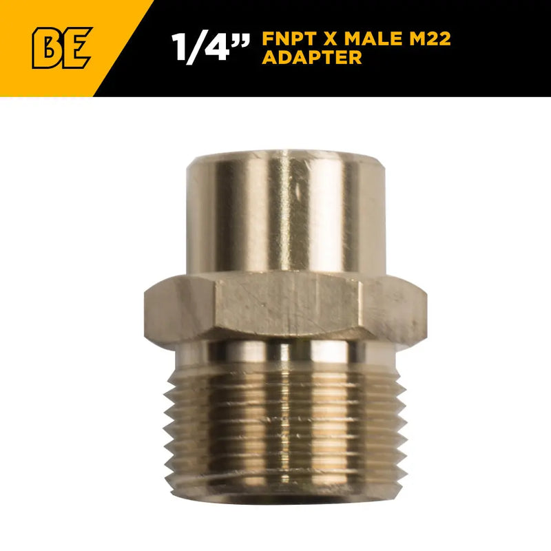 1/4" Male M22 FNPT Adapter Fitting BE Power Equipment