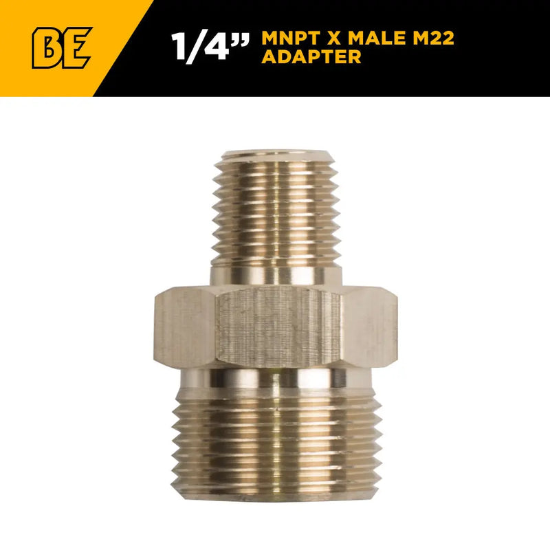 1/4" Male M22 MNPT Adapter Fitting BE Power Equipment