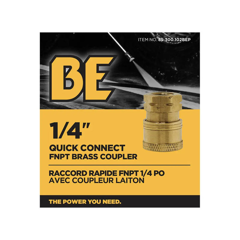 1/4" Quick Connect FNPT Coupler – Brass BE Power Equipment