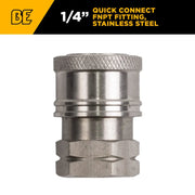 1/4" Quick Connect FNPT Stainless Steel Coupler BE Power Equipment