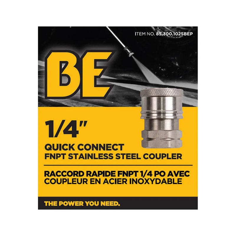 1/4" Quick Connect FNPT Stainless Steel Coupler BE Power Equipment