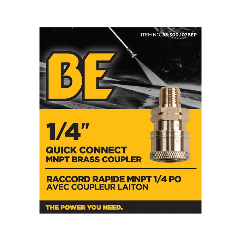 1/4" Quick Connect MNPT Brass Coupler BE Power Equipment