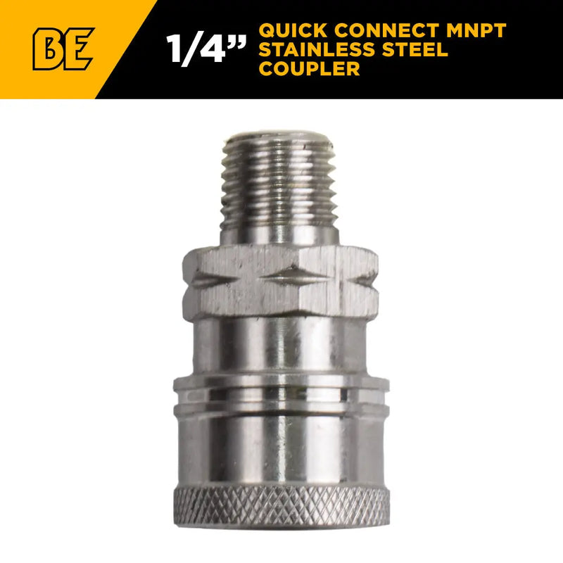 1/4" Quick Connect MNPT Stainless Steel Coupler BE Power Equipment