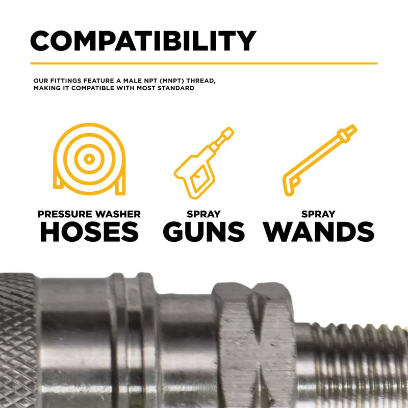1/4" Quick Connect MNPT Stainless Steel Coupler BE Power Equipment