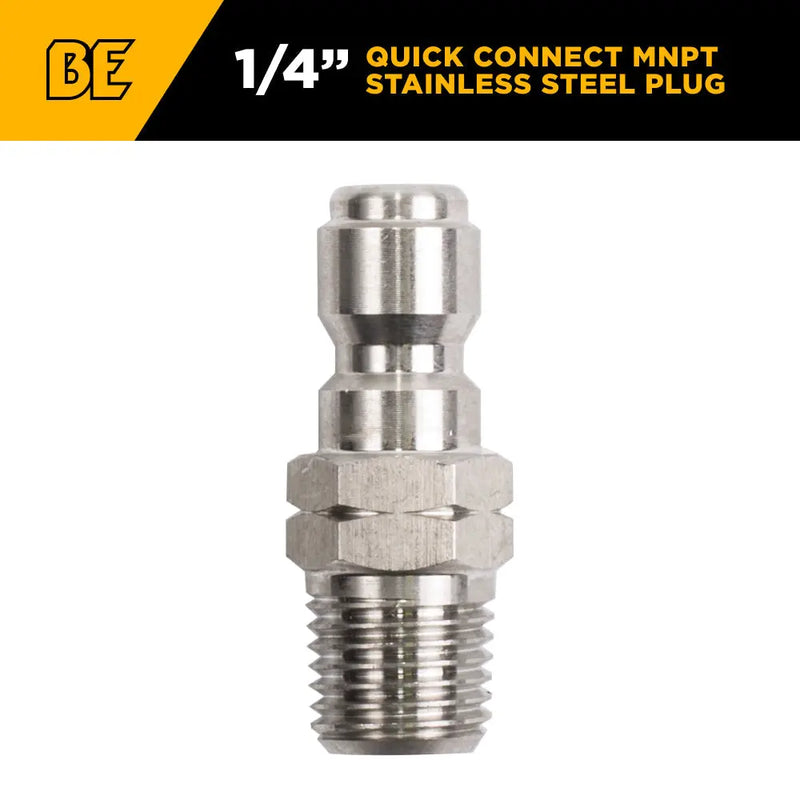 1/4" Quick Connect MNPT Stainless Steel Plug BE Power Equipment