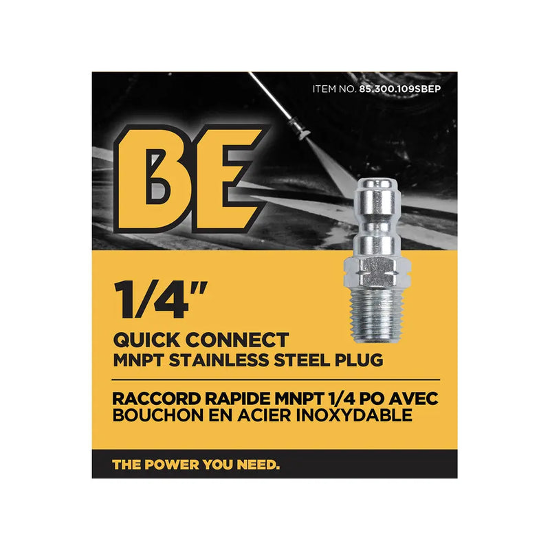 1/4" Quick Connect MNPT Stainless Steel Plug BE Power Equipment