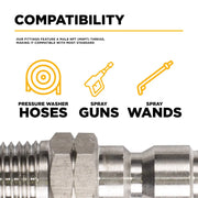 1/4" Quick Connect MNPT Stainless Steel Plug BE Power Equipment