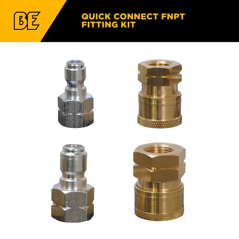 1/4" & 3/8" Female Quick Connect Coupler and Fitting Kit BE Power Equipment