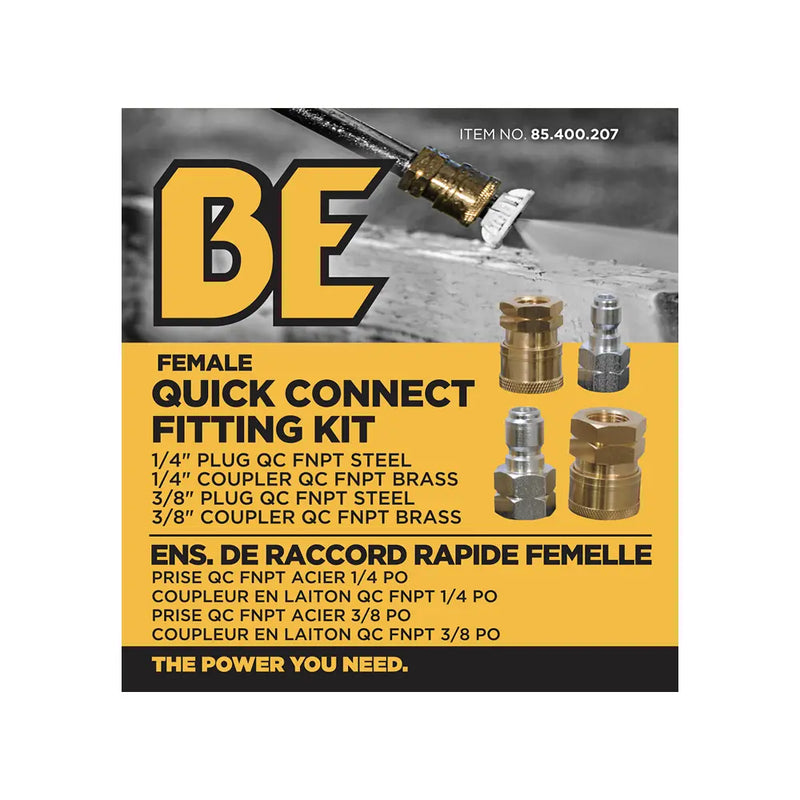 1/4" & 3/8" Female Quick Connect Coupler and Fitting Kit BE Power Equipment