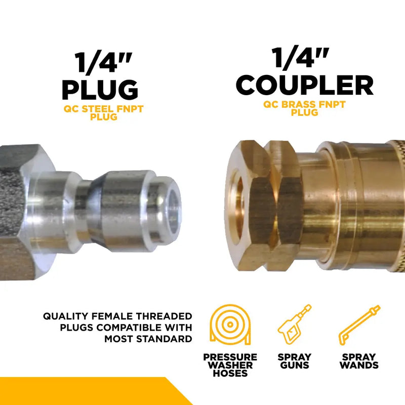 1/4" & 3/8" Female Quick Connect Coupler and Fitting Kit BE Power Equipment