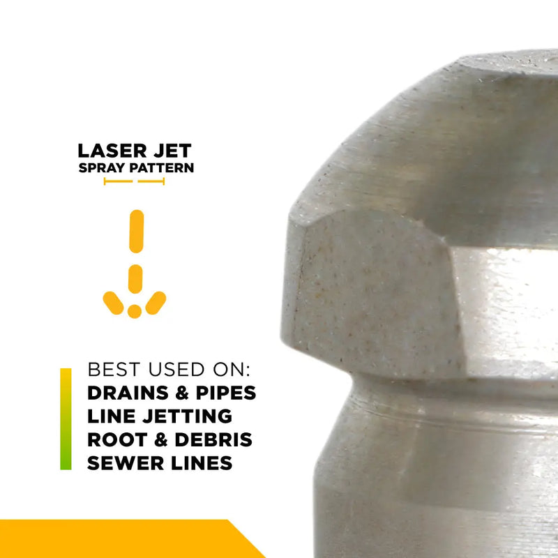 1/8" Drain Cleaning Laser Pressure Washer Nozzle - 6.5 Orifice BE Power Equipment